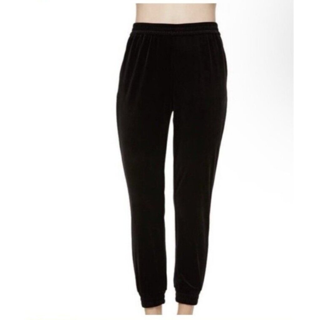 Joan Vass Womens Black Velvet Jogger Pants Pull On Small 0 Nwt $245